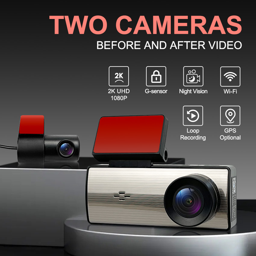 Dash Cam 2K Dual Lens - Kamera samochodowa 3.16 cala IPS WIFI
