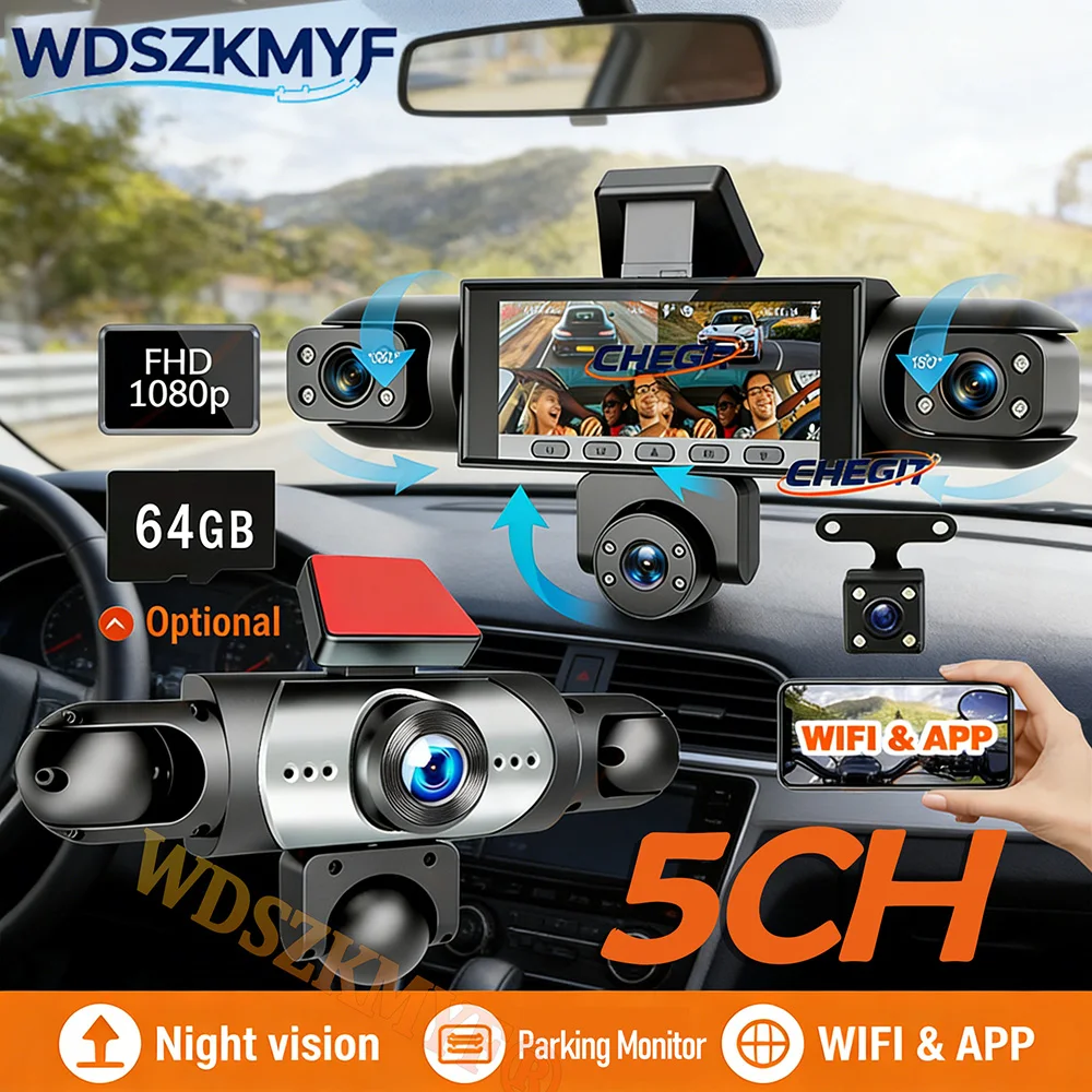 Dash Cam Mirror Backup Camera - Nowa kamera samochodowa 5Lens Dash Cam