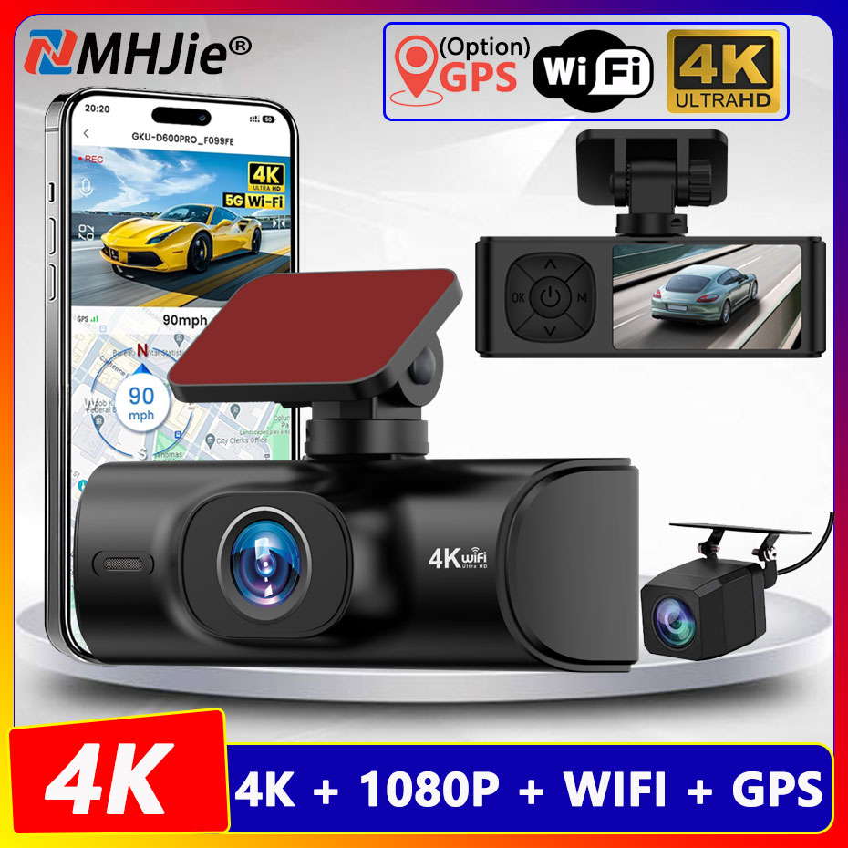 Dual Dash Cam With Gps Wifi - Rejestratory samochodowe 4K 2160P WIFI GPS