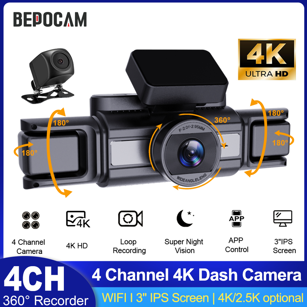 Dash Cam Hardwire Kit - BEPOCAM 4CH 4K Kamera samochodowa 360