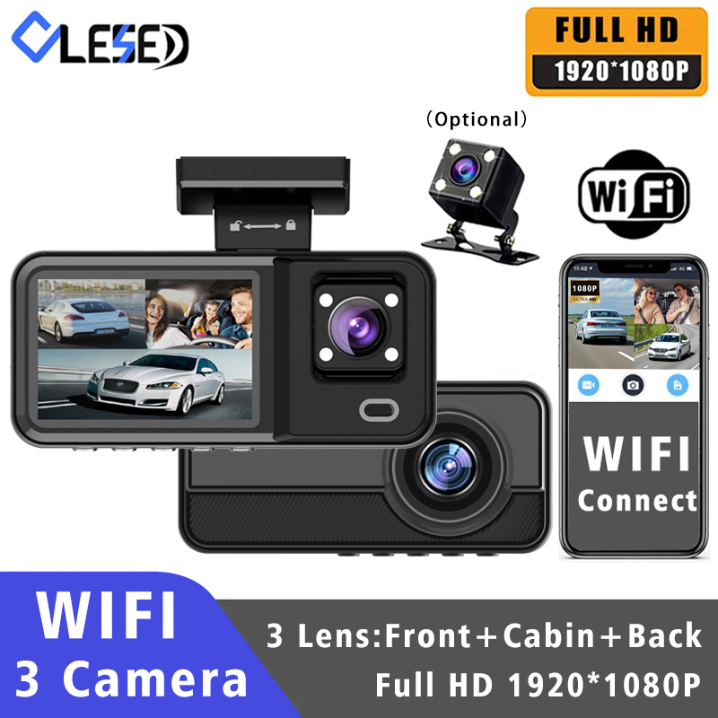 Dash Cam 3 Channel 1080P - WIFI 3 Kamera samochodowa Kamera samochodowa