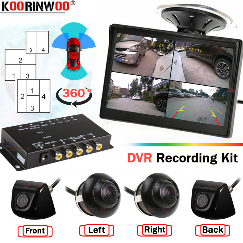 Dash Cam Mirror Backup Camera - Koorinwoo inteligentny Monitor samochodowy DVR 360