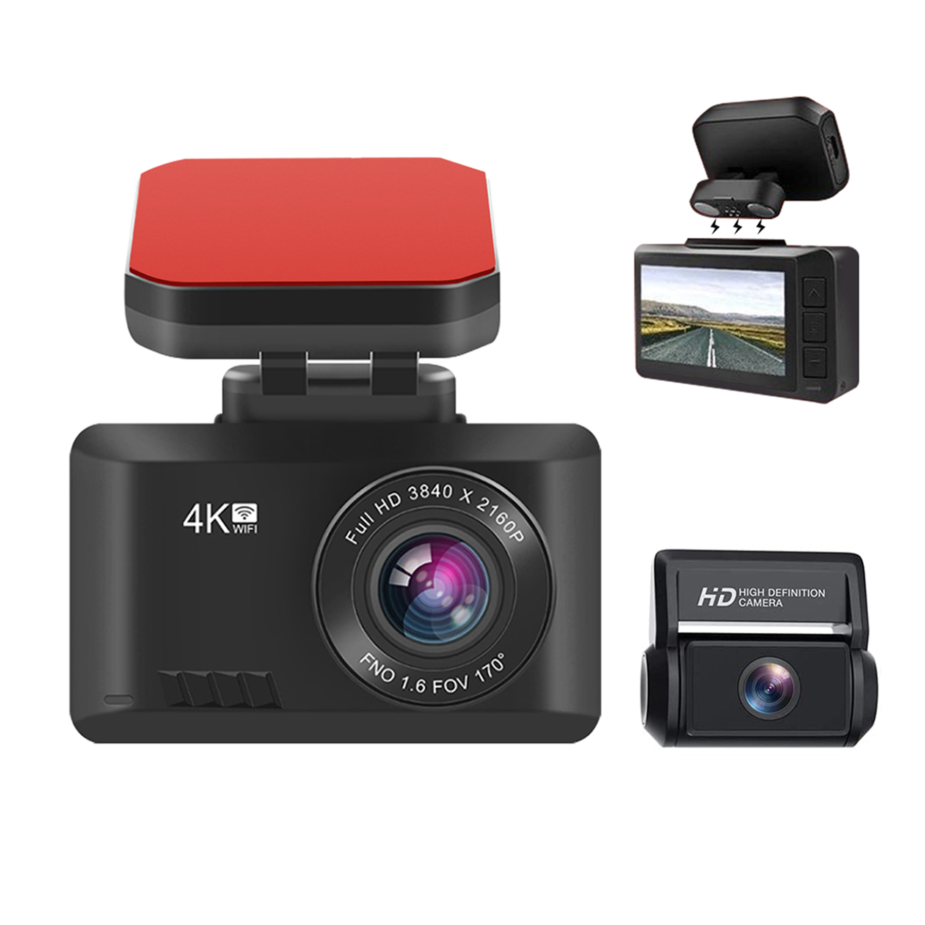 Dash Cam 2K Dual Lens - Kamera samochodowa z podwójnym obiektywem 4K,