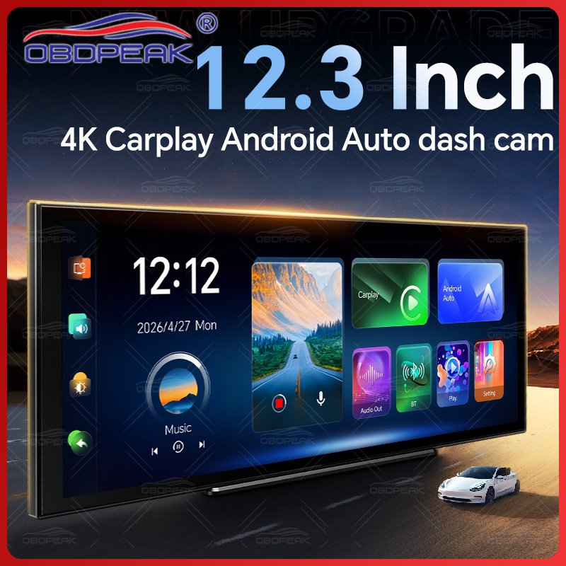 Dual Dash Cam With Gps Wifi - 12,3-calowy 4K samochodowy rejestrator wideo K9