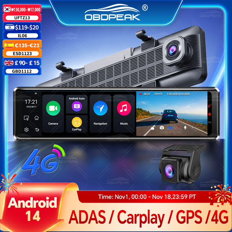 Dual Dash Cam With Gps Wifi - D90 Lusterko Wsteczne z 4G Android