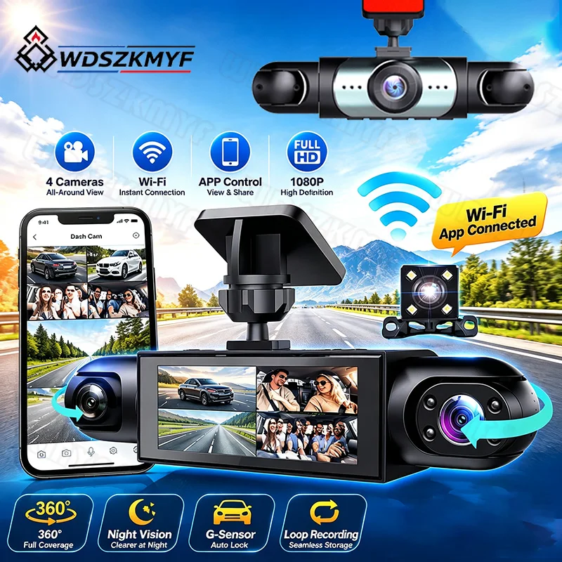 Dash Cam 360 Degree Panoramic - 4-obiektywowy rejestrator wideo do samochodu 360