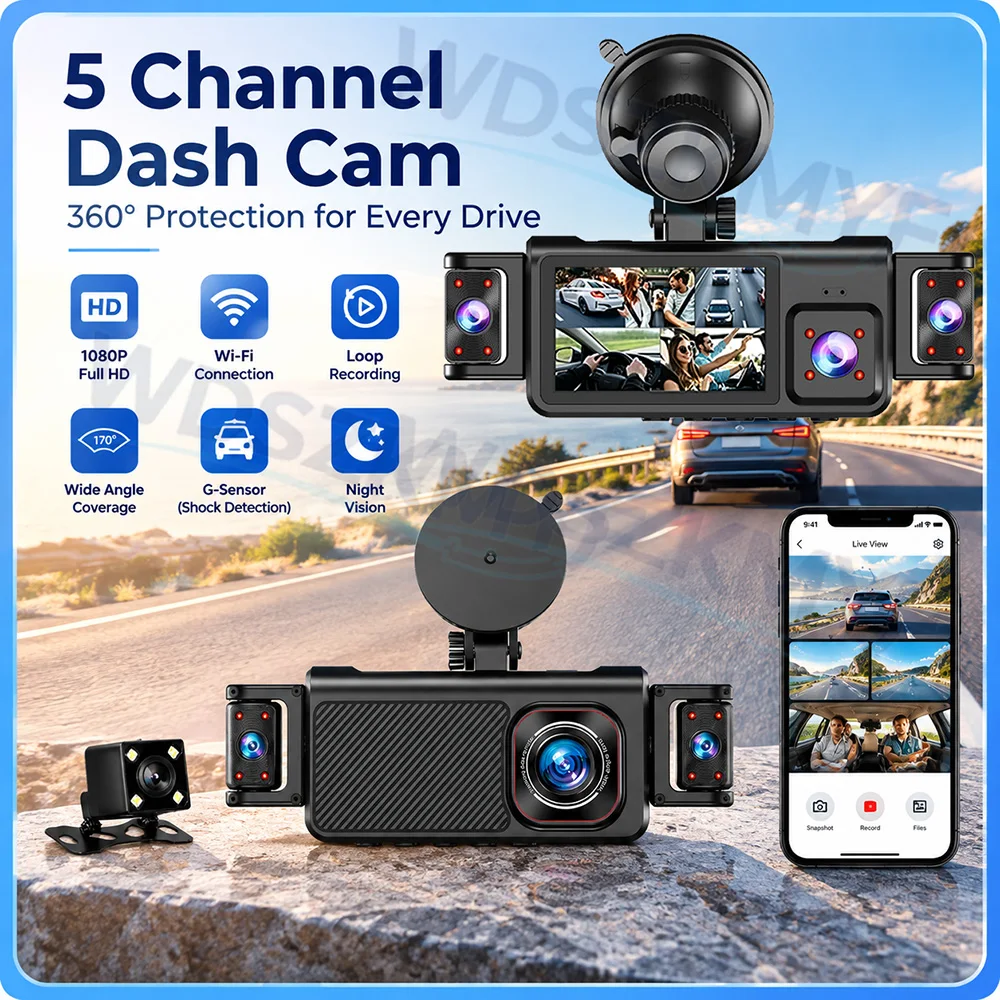 Dash Cam 360 Degree Panoramic - 5Kamera samochodowa 360 stopni DVR 1080P