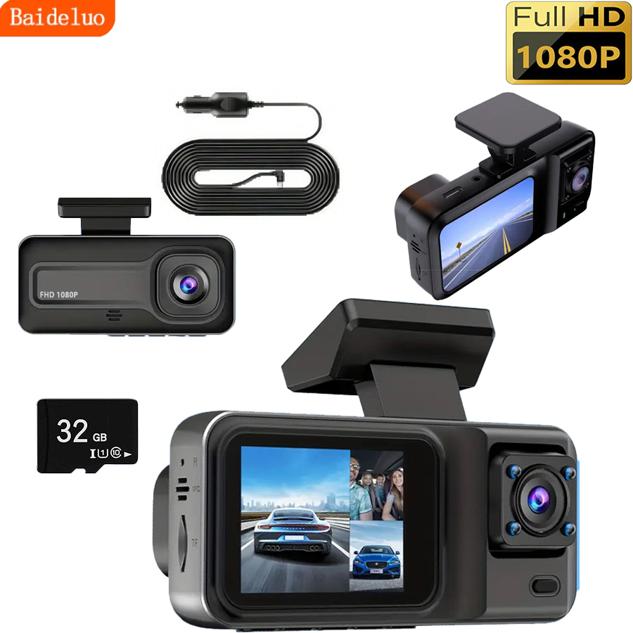 Dash Cam 3 Channel 1080P - Kamera samochodowa 3-kanałowa rejestrator jazdy czarna