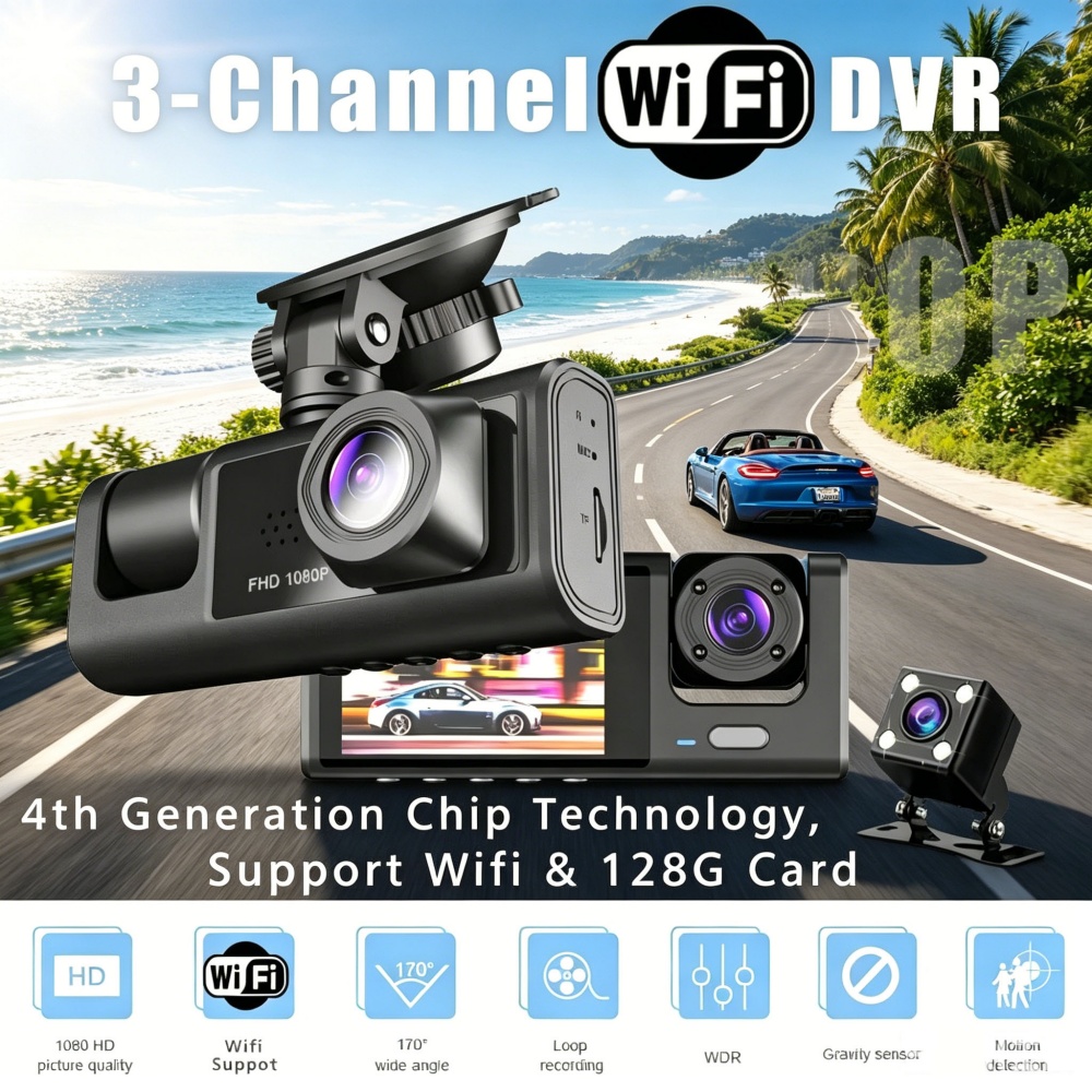 Kamera samochodowa 1080P Full  – Dash Cam 3 Channel 1080P recenzja i cena