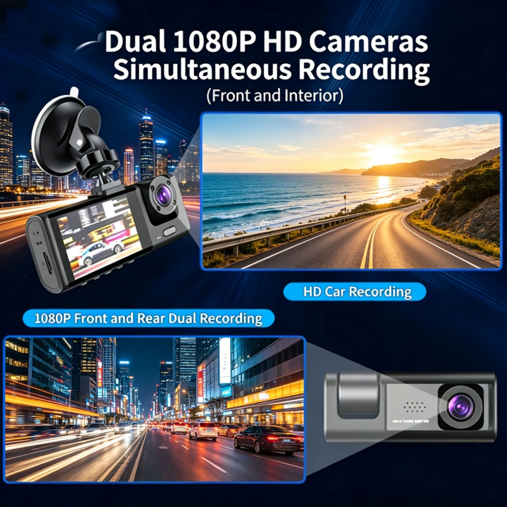 Kamera samochodowa 1080P Full  – Dash Cam 3 Channel 1080P recenzja i cena