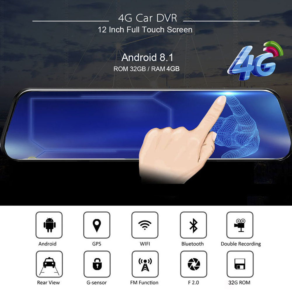 Najnowszy 12 Cal Android 8.1 i – Dash Cam Rear View Mirror 12 Inch recenzja i cena