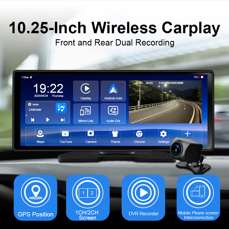 10,25-calowy WIFI Android Carp – Dual Dash Cam With Gps Wifi recenzja i cena