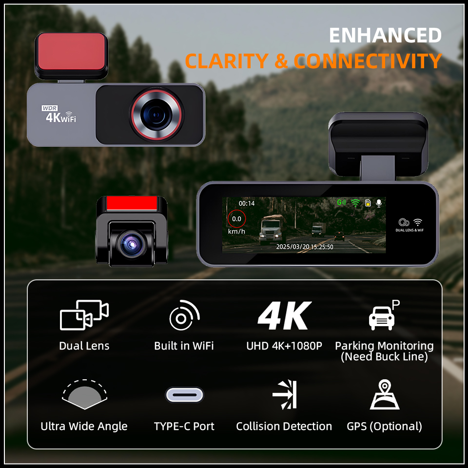 Kamera samochodowa Acceo 4K Ul – Dual Dash Cam With Gps Wifi recenzja i cena