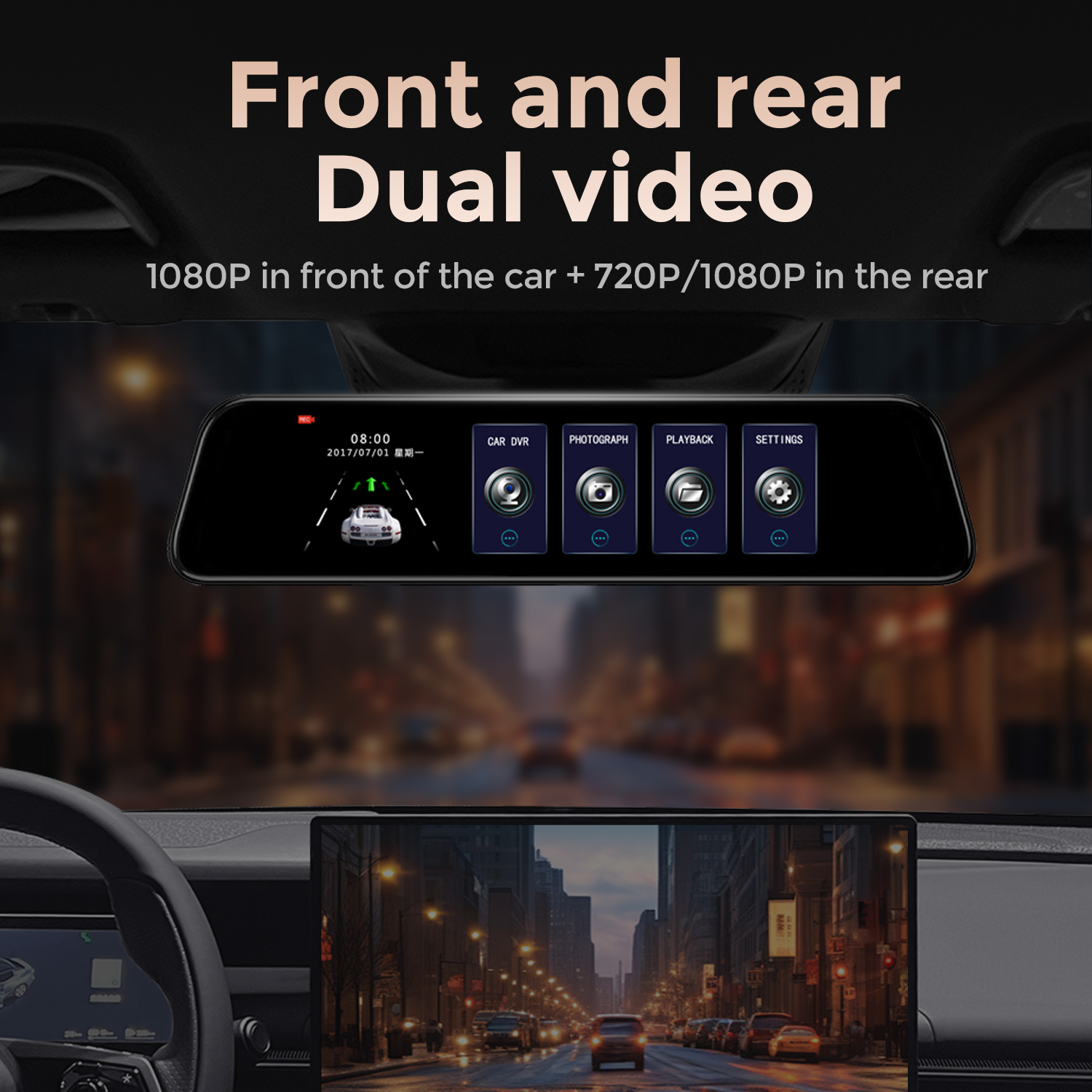 Nowa kamera samochodowa z lust – Dash Cam Rear View Mirror 12 Inch recenzja i cena