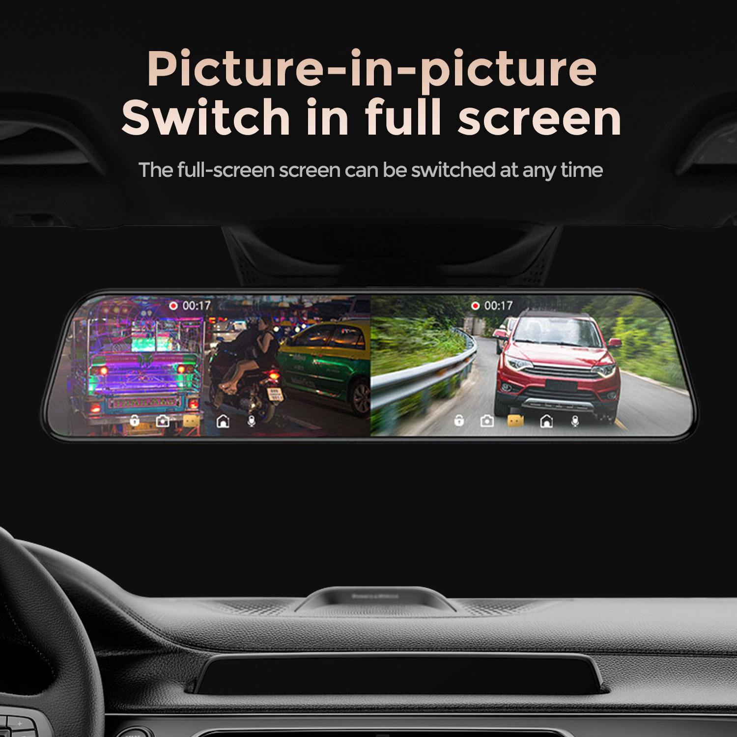 Nowa kamera samochodowa z lust – Dash Cam Rear View Mirror 12 Inch recenzja i cena