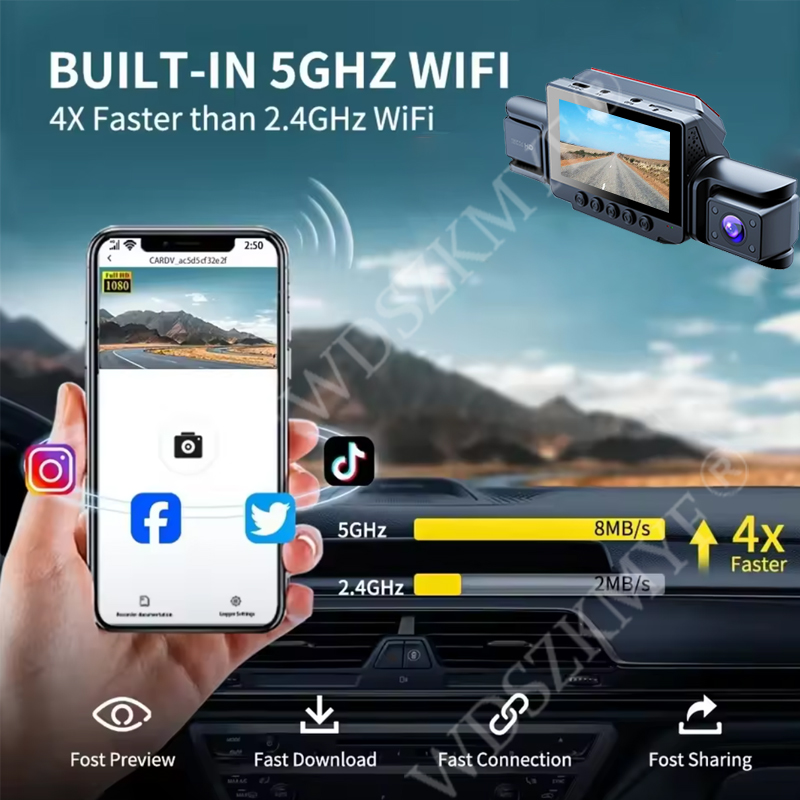 Kamera samochodowa 1080P HD 3/ – Dash Cam 3 Channel 1080P recenzja i cena