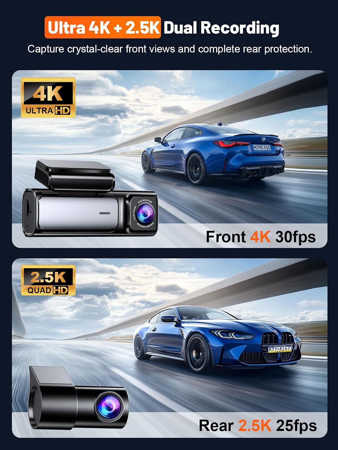 Przednia i tylna kamera samoch – Dash Cam Front And Rear 4K recenzja i cena