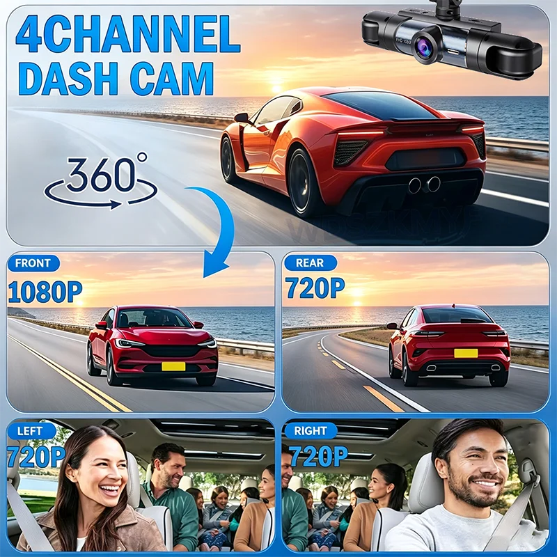 3/4-kanałowa kamera samochodow – Dash Cam 3 Channel 1080P recenzja i cena
