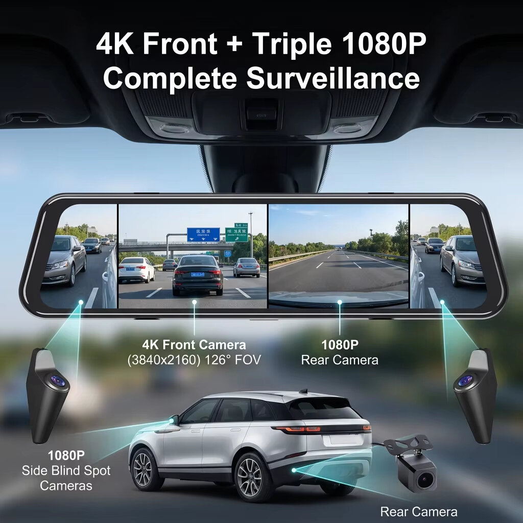 EKLEVA 12-calowy wideorejestra – Dash Cam Rear View Mirror 12 Inch recenzja i cena