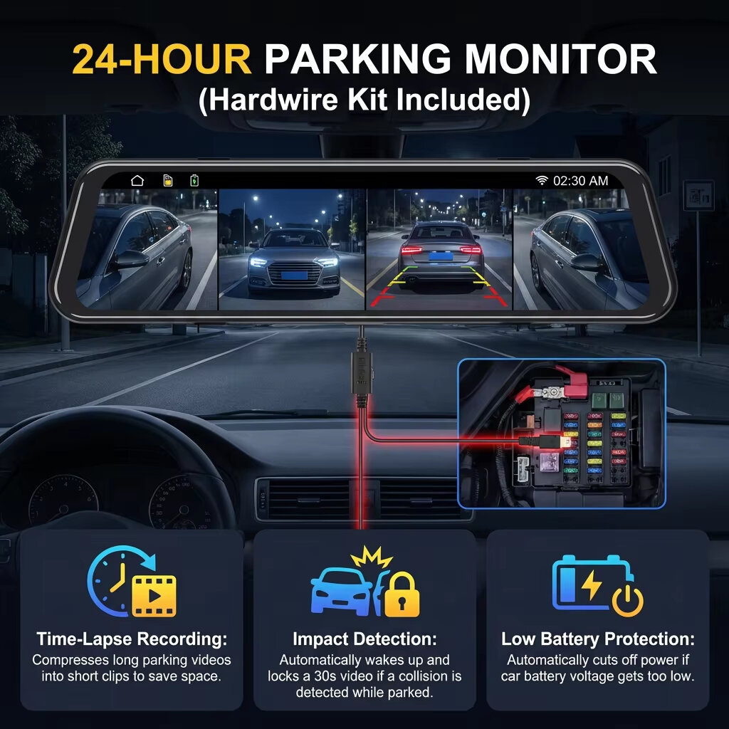 EKLEVA 12-calowy wideorejestra – Dash Cam Rear View Mirror 12 Inch recenzja i cena
