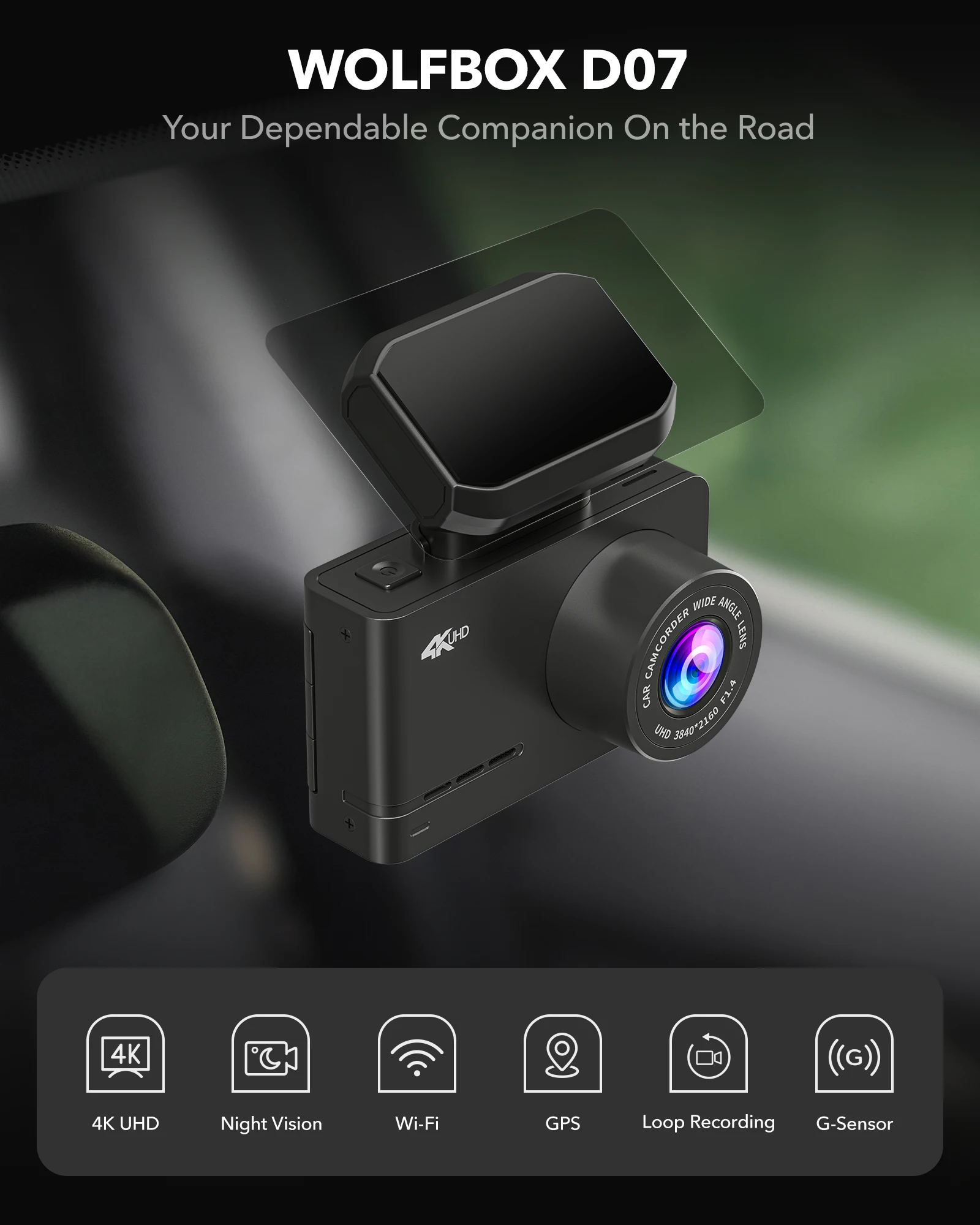 Wolfbox Dealer D07 Dual Double – Dash Cam Front And Rear 4K recenzja i cena