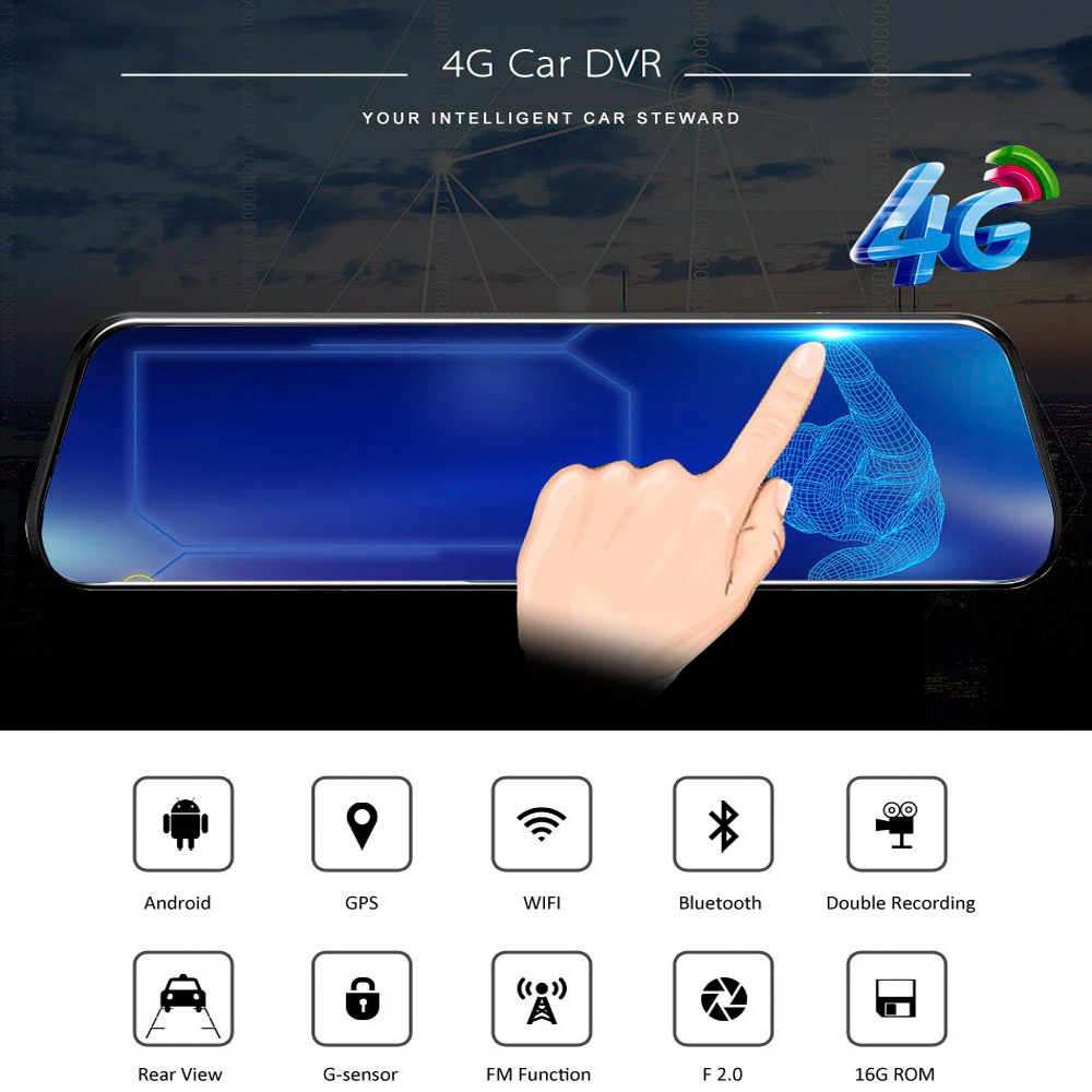 HGDO 10 ''4G Android kamera na – Dual Dash Cam With Gps Wifi recenzja i cena