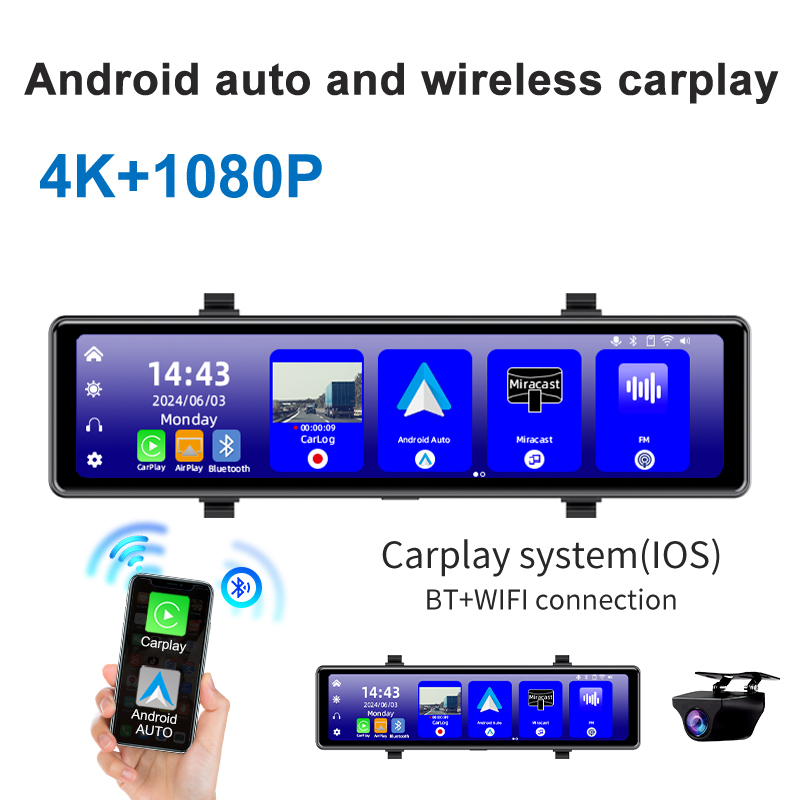 Kamera samochodowa Acceo 4K z  – Dash Cam Rear View Mirror 12 Inch recenzja i cena