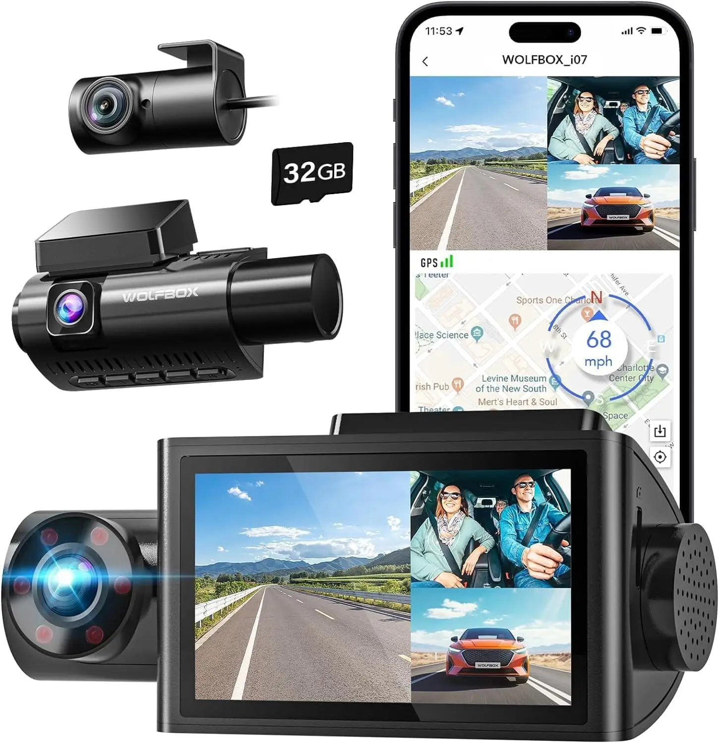 Wolfbox I07 4K Kamera Samochod – Dash Cam 3 Channel 1080P recenzja i cena