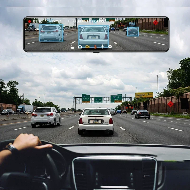 Kamera samochodowa 12 cali z 4 – Dash Cam Rear View Mirror 12 Inch recenzja i cena
