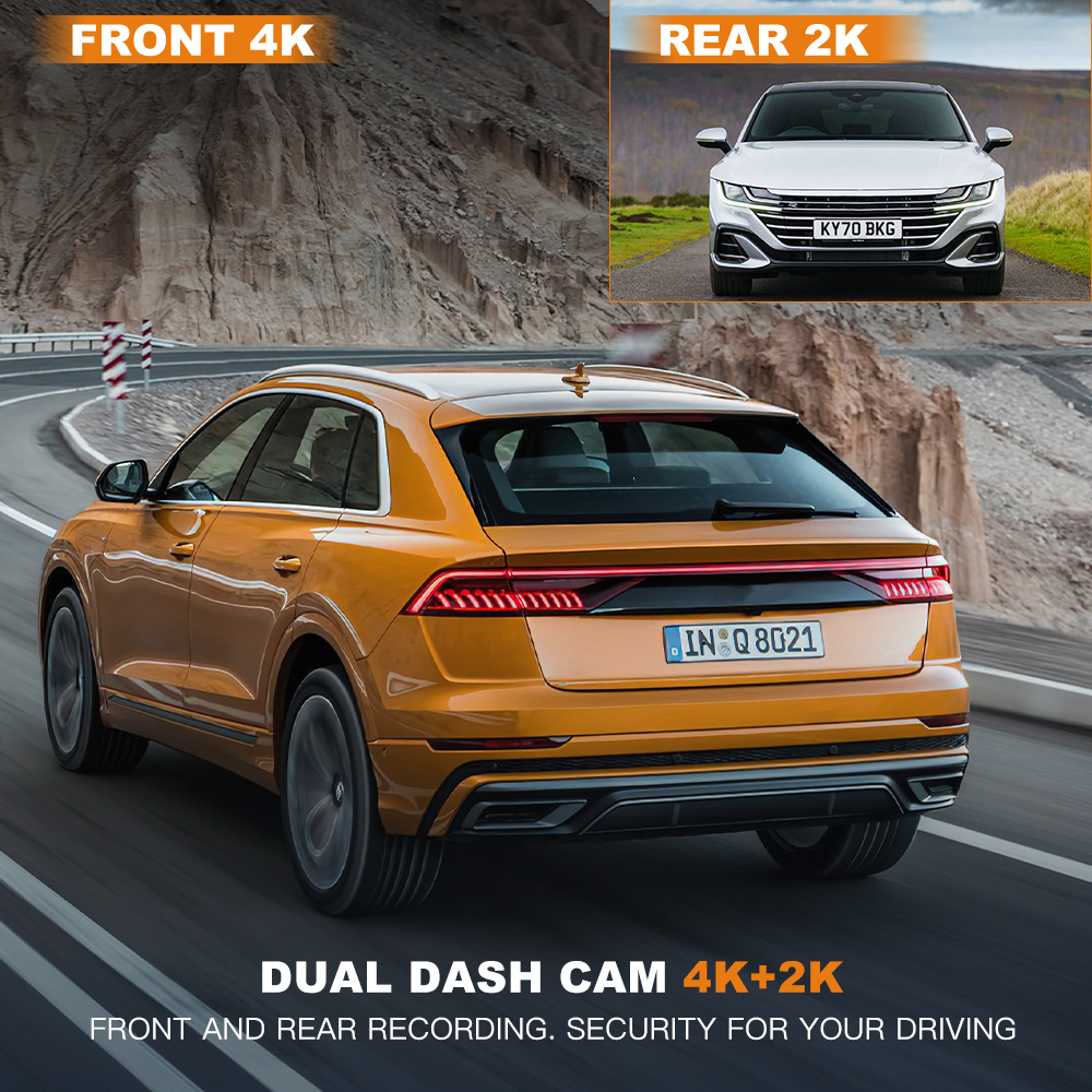 Kamera samochodowa 4K+1080P z  – Dual Dash Cam With Gps Wifi recenzja i cena