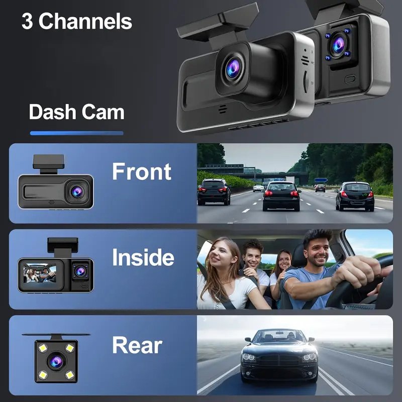 Kamera samochodowa 3-kanałowa  – Dash Cam 3 Channel 1080P recenzja i cena