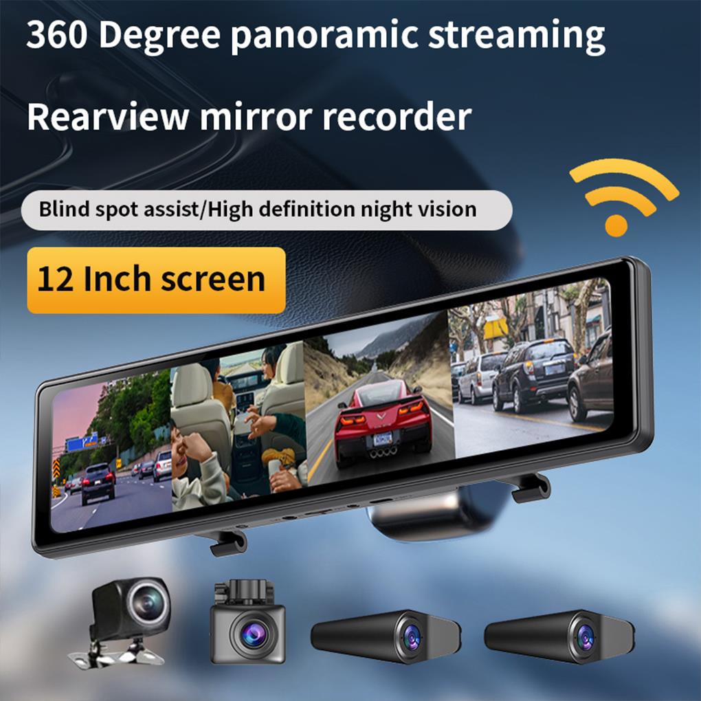 12-calowa kamera cofania 1080P – Dash Cam Rear View Mirror 12 Inch recenzja i cena