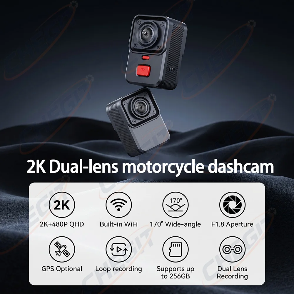 Rejestrator jazdy motocyklem 2 – Dual Dash Cam With Gps Wifi recenzja i cena